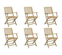 vidaXL Chaises de jardin pliables en bois massif d'acacia – Lot de 6, 54 x 61 x 88 cm