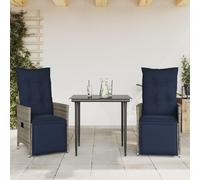 vidaXL Chaises de jardin Réglables 2 pcs. avec coussins Gris Poly Rattan