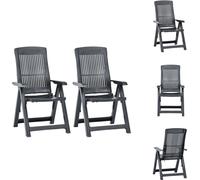 vidaXL Chaises de jardin réglables 2 pcs. Plastique Anthracite - Chaises de jardin