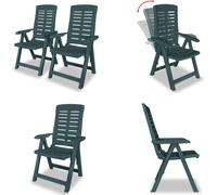 vidaXL Chaises de jardin réglables 2 pcs. Plastique Vert - Chaise de jardin - Chaises de jardin - Chaise pliante