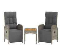 vidaXL Chaises de jardin relax 2 pcs. avec table Gris Poly rotin