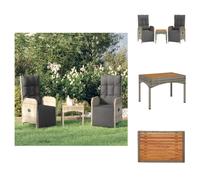 vidaXL Chaises de jardin relax 2 pcs. avec table Gris Poly rotin - Chaises de jardin