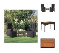 vidaXL Chaises de jardin relax 2 pcs. avec table noir poly rotin - Chaises de jardin