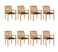 VIDAXL Chaises de jardin - Teck solide - Lot de 8
