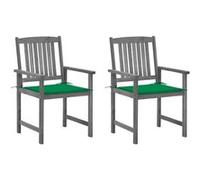 vidaXL Chaises de jardin avec coussins 2 pcs. Gris Bois massif Acacia