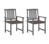 vidaXL Chaises de jardin avec coussins 2 pcs. Gris Bois massif Acacia