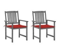 vidaXL Chaises de metteur en scène avec coussins 2 pcs Gris Acacia Gris