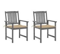 vidaXL Chaises de jardin avec coussins 2 pcs. Gris Bois massif Acacia