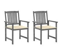 vidaXL Chaises de jardin avec coussins 2 pcs. Gris Bois massif Acacia
