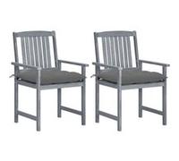 vidaXL Chaises de jardin avec coussins 2 pcs. Gris Bois massif Acacia