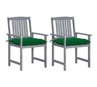 vidaXL Chaises de metteur en scène avec coussins 2 pcs Gris Acacia Gris