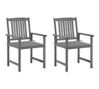 vidaXL Chaises de metteur en scène avec coussins 2 pcs Gris Acacia Gris