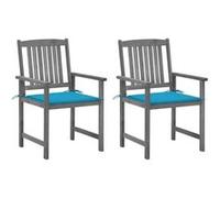 vidaXL Chaises de jardin avec coussins 2 pcs. Gris Bois massif Acacia