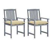 vidaXL Chaises de jardin avec coussins 2 pcs. Gris Bois massif Acacia