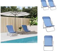 vidaXL Chaises de plage 2 pcs. Bleu Textilène & Acier revêtu par poudre - Bains de soleil