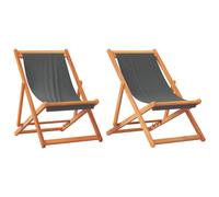 vidaXL Chaises de plage 2 pcs. Pliable Gris Tissu