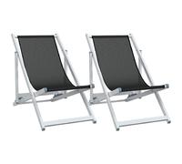 vidaXL Chaises de plage 2 pcs. Pliable Noir Aluminium et Textilène