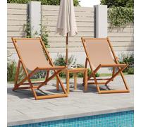 vidaXL Chaises de plage 2 pcs. Pliable Taupe Tissu et bois massif