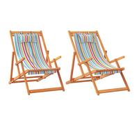 vidaXL Chaises de plage 2 pcs. Pliable Tissu multicolore