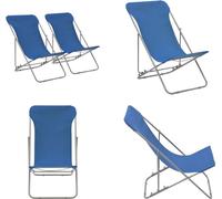 vidaXL Chaises de plage pliantes 2 pcs. acier et tissu Oxford bleu - Chaise de plage - Chaises de plage - Chaises longues