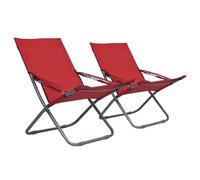 vidaXL Chaises de plage pliantes 2 pcs. tissu rouge