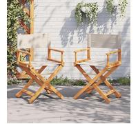 vidaXL Chaises de régie pliantes, tissu blanc crème, lot de 2
