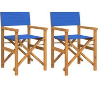 vidaXL Chaises de régie 2 pcs. Pliable Bleu Bois massif Teck