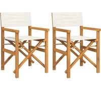 vidaXL Chaises de régie 2 pcs. Pliable Crème Bois massif Teck