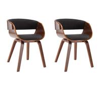 vidaXL Chaises de salle à manger 2 pcs Gris Bois courbé et tissu