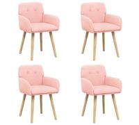 vidaXL Chaises de Salle à Manger 4 pcs Bouclé Rose 59 x 57 x 85 cm, Chaises de Salle à Manger élégantes, Assise Ergonomique, Tissu en Poly, Bois renforcé, Coussins en Mousse, mobilier intérieur Chic