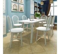 vidaXL Chaises de salle à manger 6 pcs. Blanc hévéa massif - Chaise de salle à manger - Chaise de salle à manger en bois - Chaise de salle à manger en bois