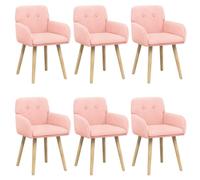 vidaXL Chaises de Salle à Manger 6 pcs Bouclé Rose 59 x 57 x 85 cm, Chaises de Salle à Manger élégantes, Assise Ergonomique, Tissu en Poly, Bois renforcé, Coussins en Mousse, mobilier intérieur Chic