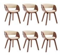 vidaXL Chaises de salle à manger 6 pcs Crème – Bois courbé et similicuir