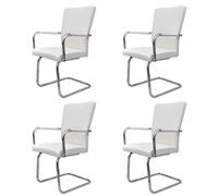 vidaXL Chaises de salle à manger cantilever 4 pcs Blanc Similicuir
