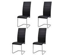 Vidaxl Chaises De Salle à manger Cantilever 4 Pcs Noir Similicuir