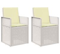 vidaXL Chaises de salle à manger de jardin, lot de 2, blanc et crème, en PP