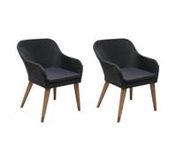 vidaXL Chaises de jardin 2 pcs. en poly rotin noir avec coussins