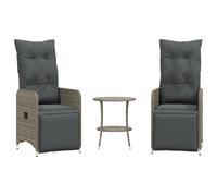 vidaXL Chaises d'extérieur 2 pcs. avec table Gris Poly Rattan