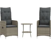 vidaXL Chaises d'extérieur 2 pcs. avec table Gris Poly Rattan