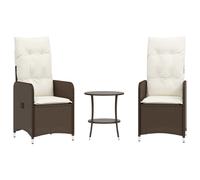 vidaXL Chaises d'extérieur 2 pcs. avec table Marron Poly Rattan