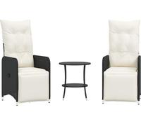 vidaXL Lot de 2 chaises d'extérieur avec table – Poly-Rattan noir