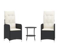 vidaXL Chaises d'extérieur 2 pcs. avec table noir Poly-Rattan