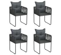 Vidaxl Chaises D'extérieur 4 Pcs Avec Oreillers Résine Tressée Noir