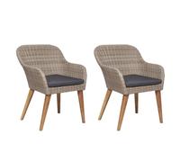 vidaXL Chaises de jardin avec coussins 2 pcs. Poly rotin brun