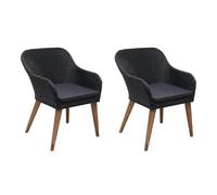 vidaXL Chaises d'extérieur lot de 2 - Résine tressée - Noir