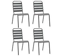 vidaXL Chaises de jardin 4 pcs. Design à lattes acier gris foncé