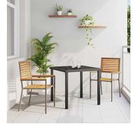 vidaXL Chaises de jardin empilables, lot de 2, marron et gris, 54 x 56 x 90 cm