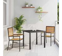 vidaXL Chaises de jardin empilables, lot de 2, marron et noir, 54 x 56 x 90 cm
