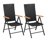 vidaXL Chaises empilables de jardin 2 pcs Résine tressée Noir