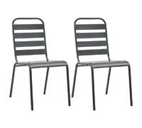 vidaXL Chaises empilables d'extérieur - Lot de 2 Gris